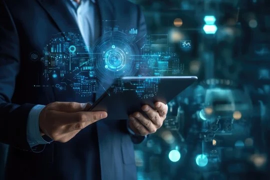 hombre manejando programas